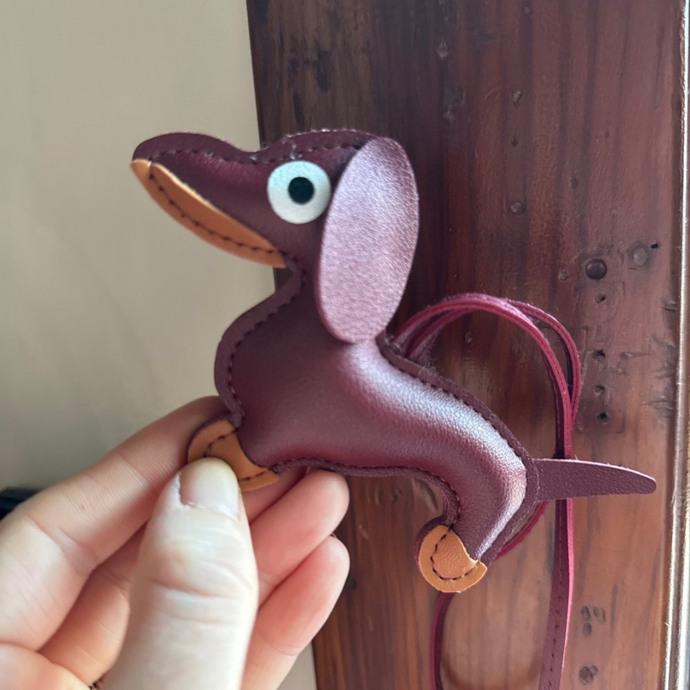 Brown Leather Dachshund Keychain